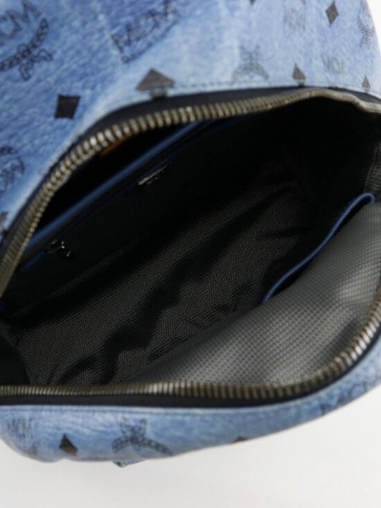 MCM Stark Backpack Daypack Logogram studs light blue leather Women main image 12
